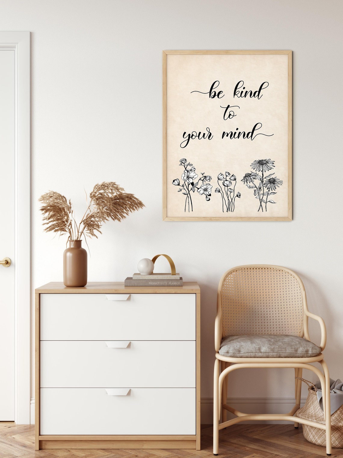 Be Kind to Your Mind Wildflower Mental Health Quote Self Care Poster - Image 2