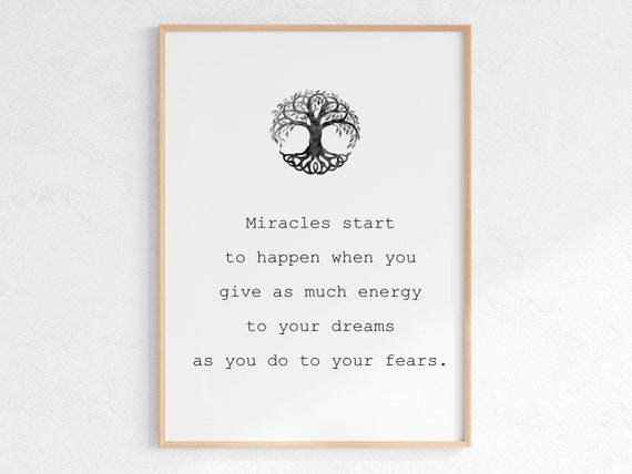 Law Of Attraction Wall Art Positive Mindset Quote Manifest Poster Affirmation Miracles Happen Quote