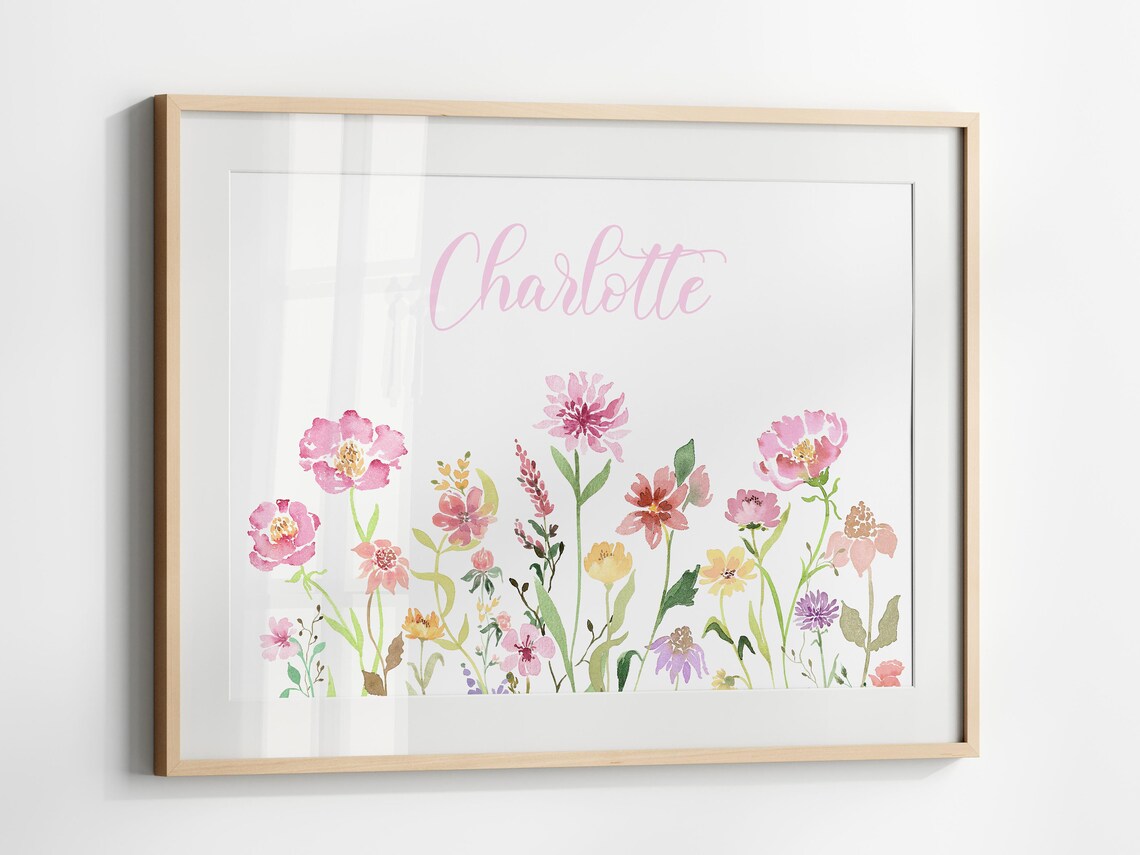 Wildflower Nursery Name Floral Watercolor Art Print