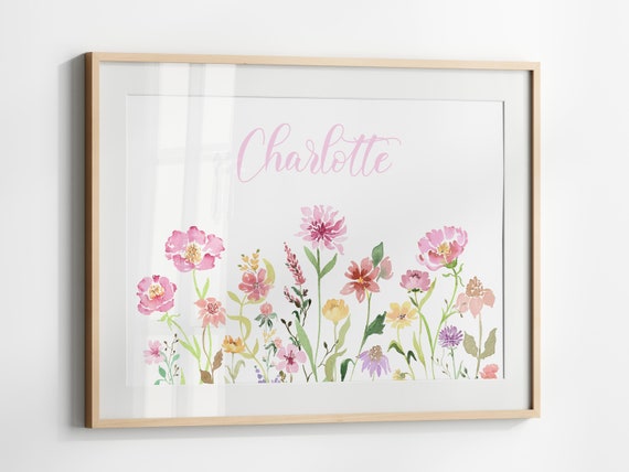 Wildflower Nursery Name Floral Watercolor Art Print
