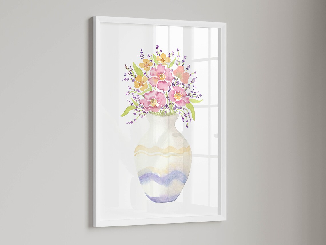 Wildflowers in Vase Watercolor Floral Art Print - Image 2