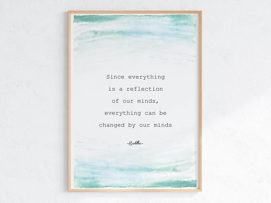 Buddha Mindfulness Quote Teal Watercolor Calm Mindset Poster