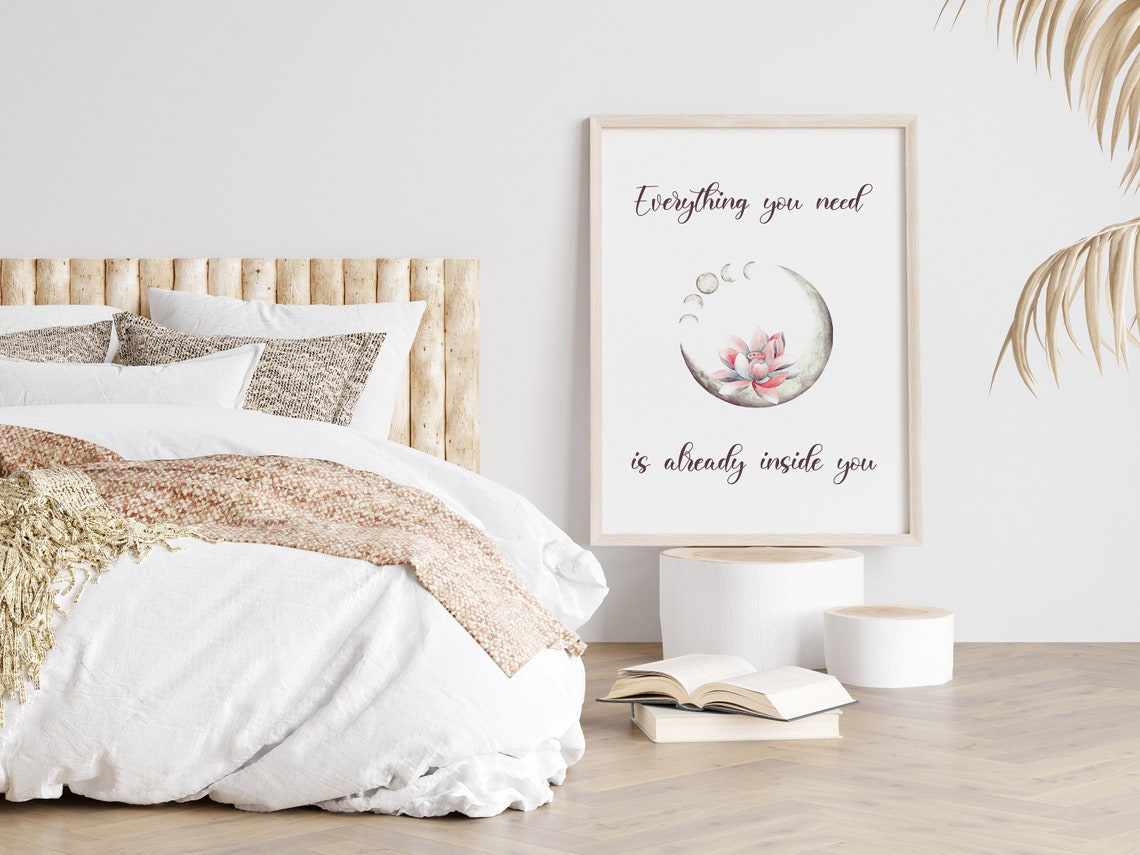 Everything You Need Is Already Inside You Lotus Moon Zen Quote Poster - Image 3