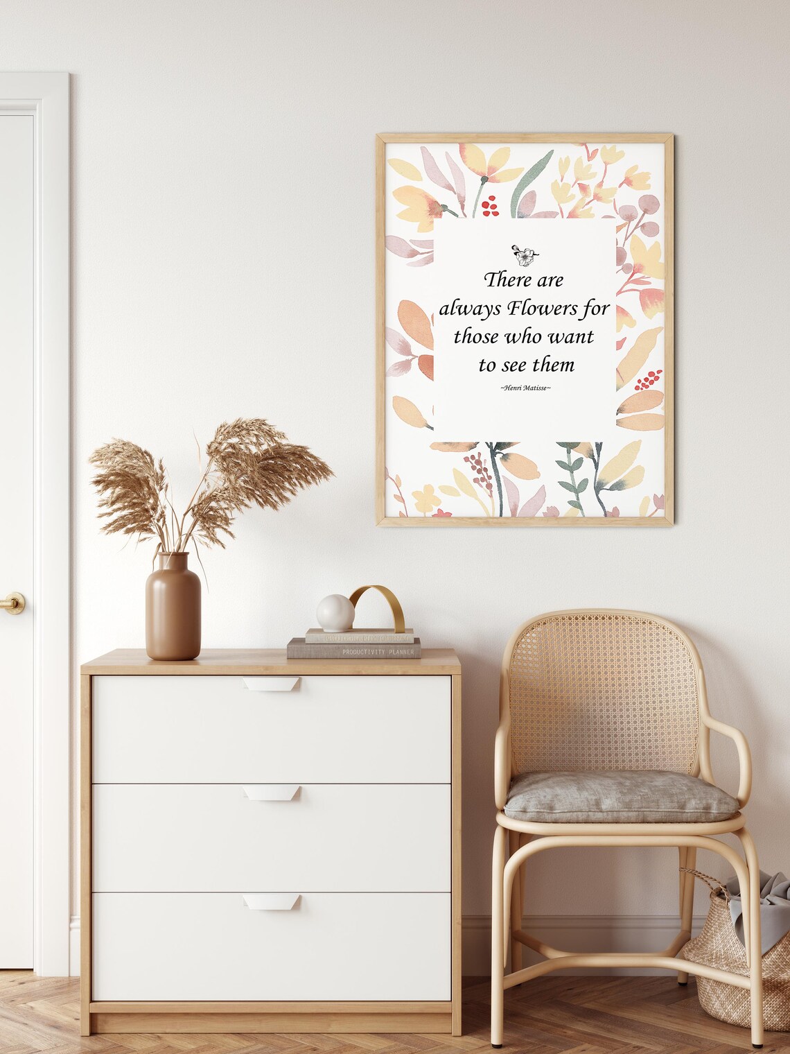 Henri Matisse Flowers Quote Poster with Watercolor Floral Border Design - Image 2