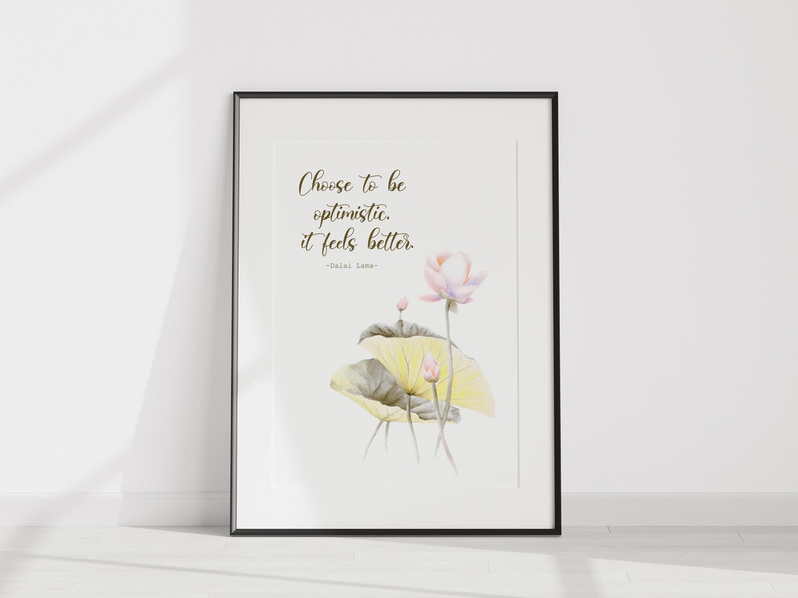 Choose to Be Optimistic Dalai Lama Lotus Flower Quote Poster - Image 3