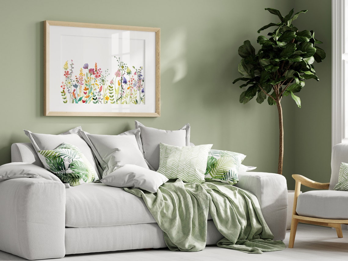 Colorful Wildflower Meadow Horizontal Watercolor Botanical Poster - Image 2
