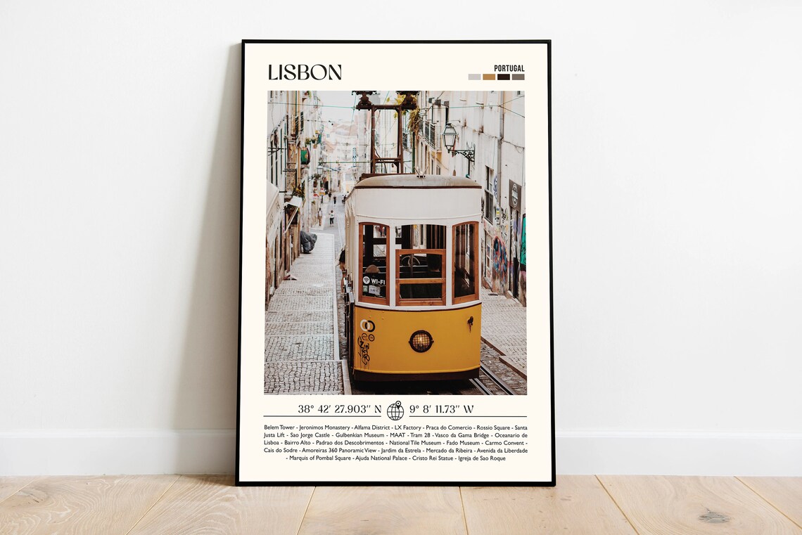 Lisbon Portugal Yellow Tram 28 Old Street Photo Travel Poster