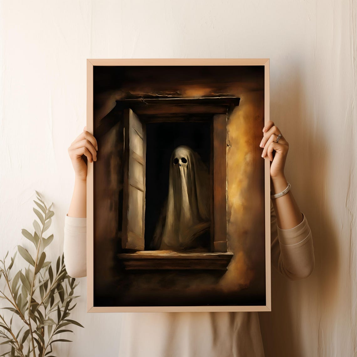 Haunted Ghost At The Window Vintage Dark Academia Art Poster