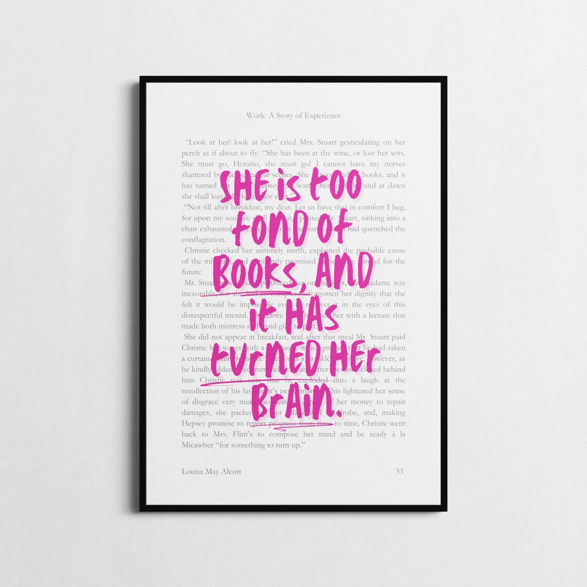 Louisa May Alcott She Is Too Fond Of Books Book Page Art Print - Image 4