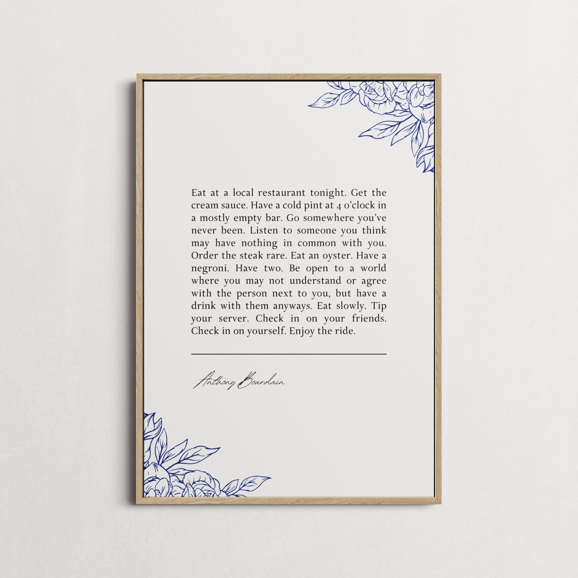 Anthony Bourdain Local Restaurant Tonight Botanical Kitchen Quote Poster - Image 4