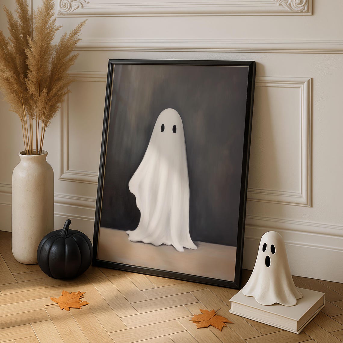 Vintage Halloween Poster Framed Wall Art Classic Autumn Decor