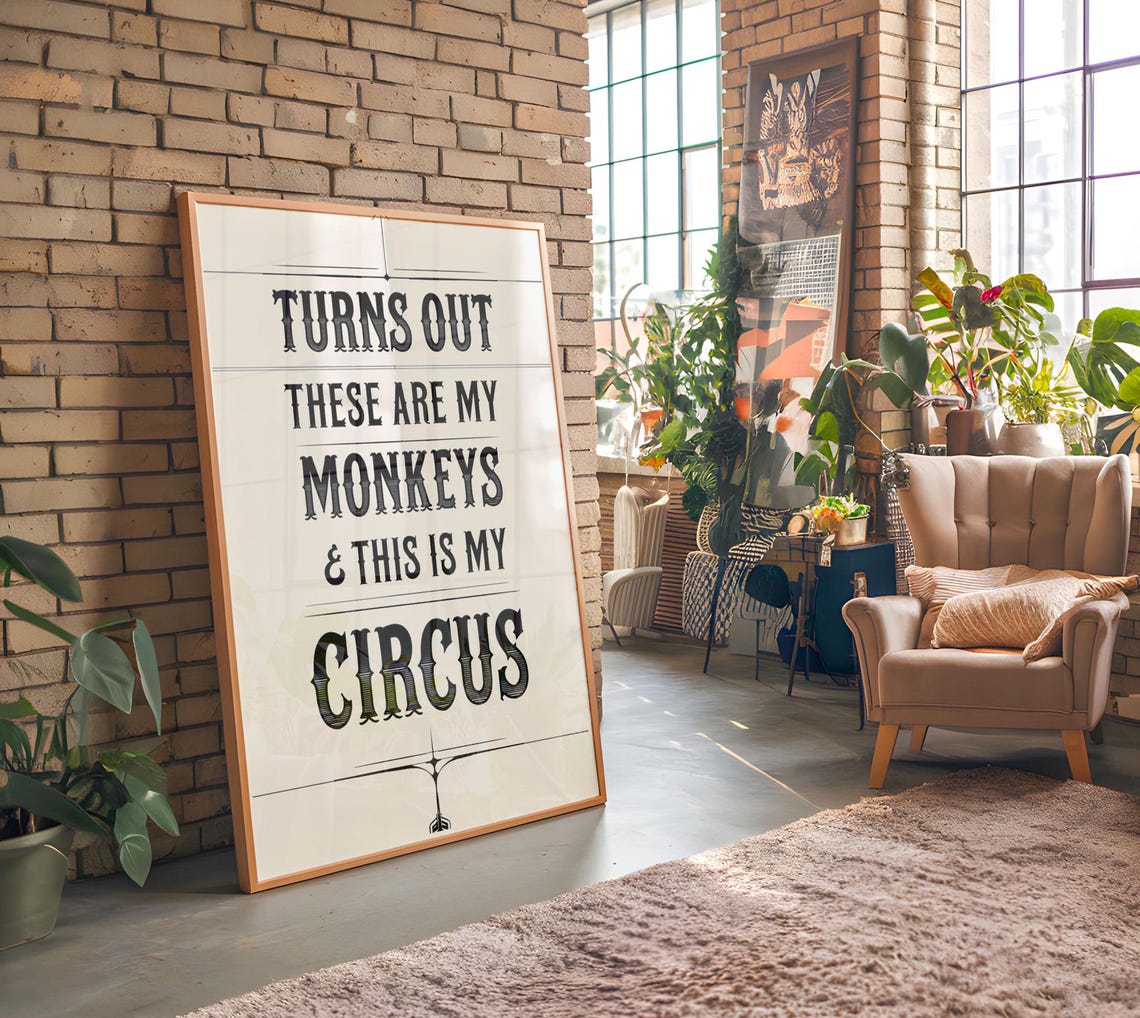 My Monkeys Circus, Funny Typography Art Print - Image 5