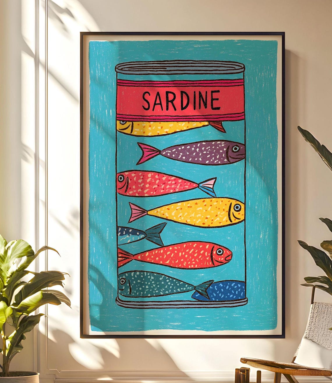 Colorful Sardine Tin Pop Art Retro Fish Kitchen Wall Decor Poster