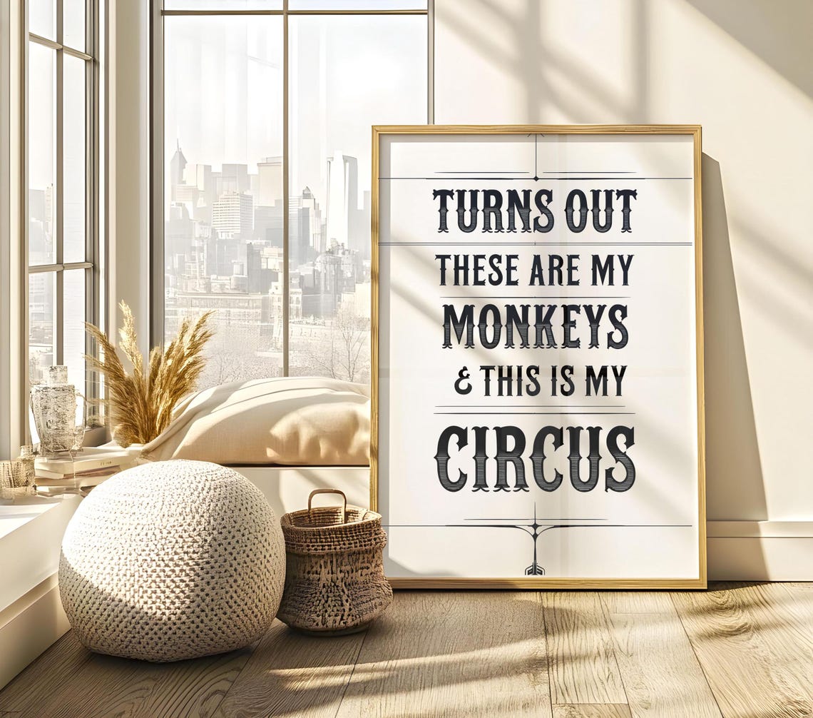 My Monkeys Circus, Funny Typography Art Print - Image 7