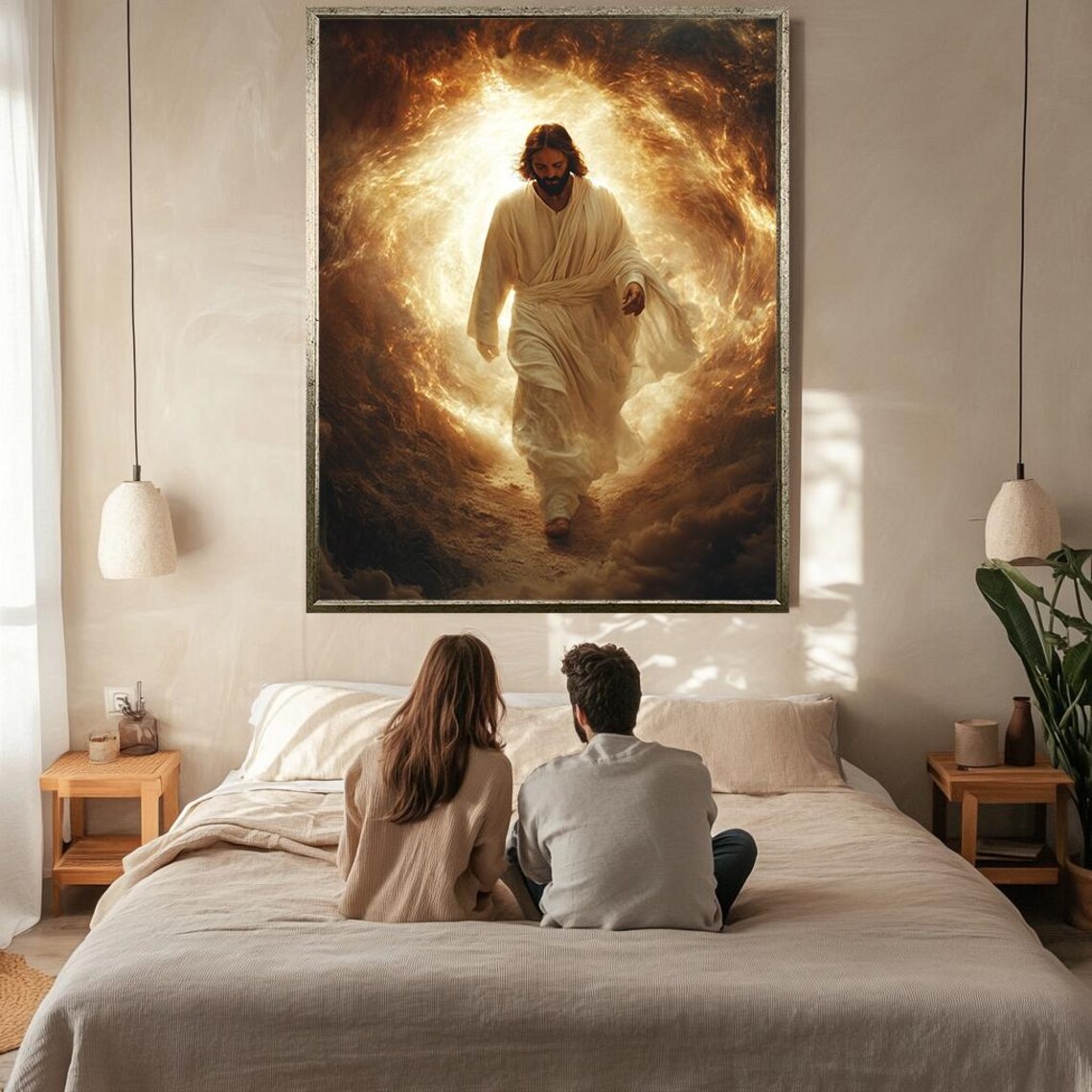 Jesus Christ Walking Through Golden Tunnel Of Divine Light Wall Art - Image 2