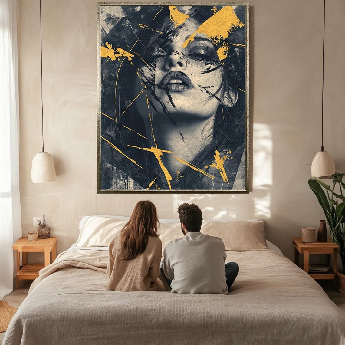 Black Gold Abstract Woman Portrait Textured Modern Luxury Art Poster - Image 2