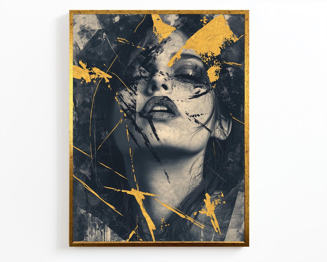 Black Gold Abstract Woman Portrait Textured Modern Luxury Art Poster - Image 4