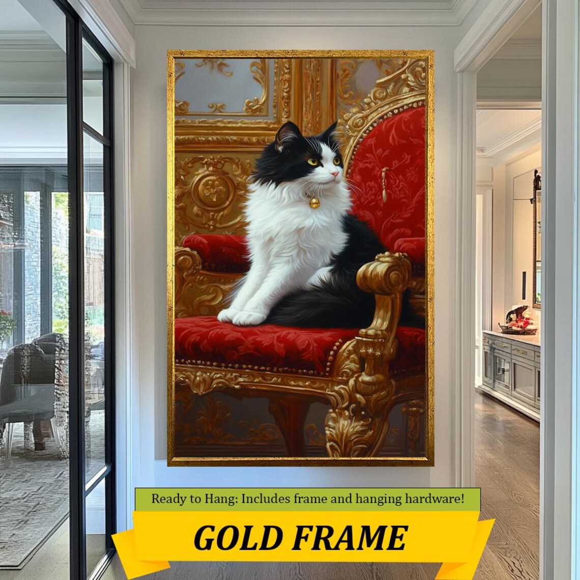 Elegant Black White Cat On Royal Throne Baroque Feline Poster - Image 5