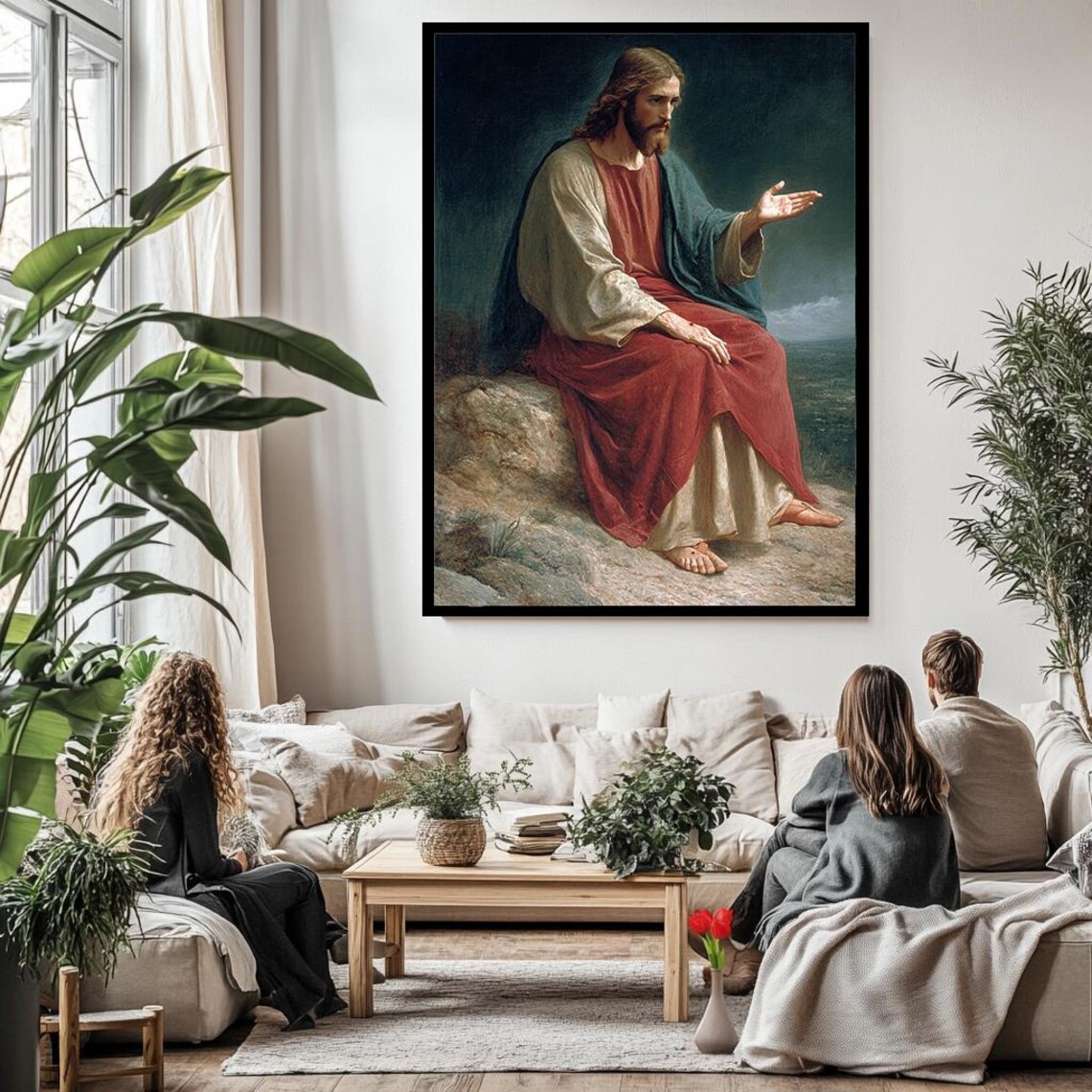 Jesus Christ Classic Seated Portrait Timeless Biblical Masterpiece Poster - Image 2