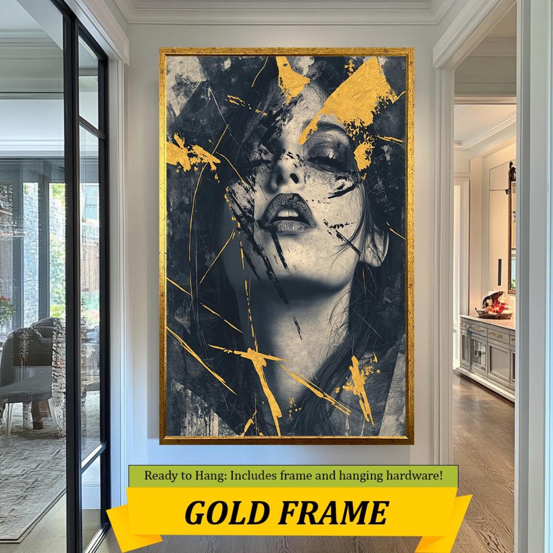 Black Gold Abstract Woman Portrait Textured Modern Luxury Art Poster - Image 5