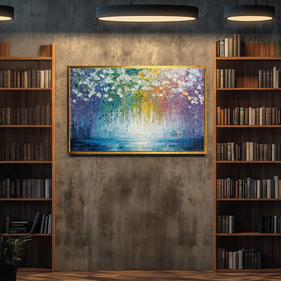 Rainbow Dripping Paint Abstract Textured Colorful Modern Wall Poster - Image 2