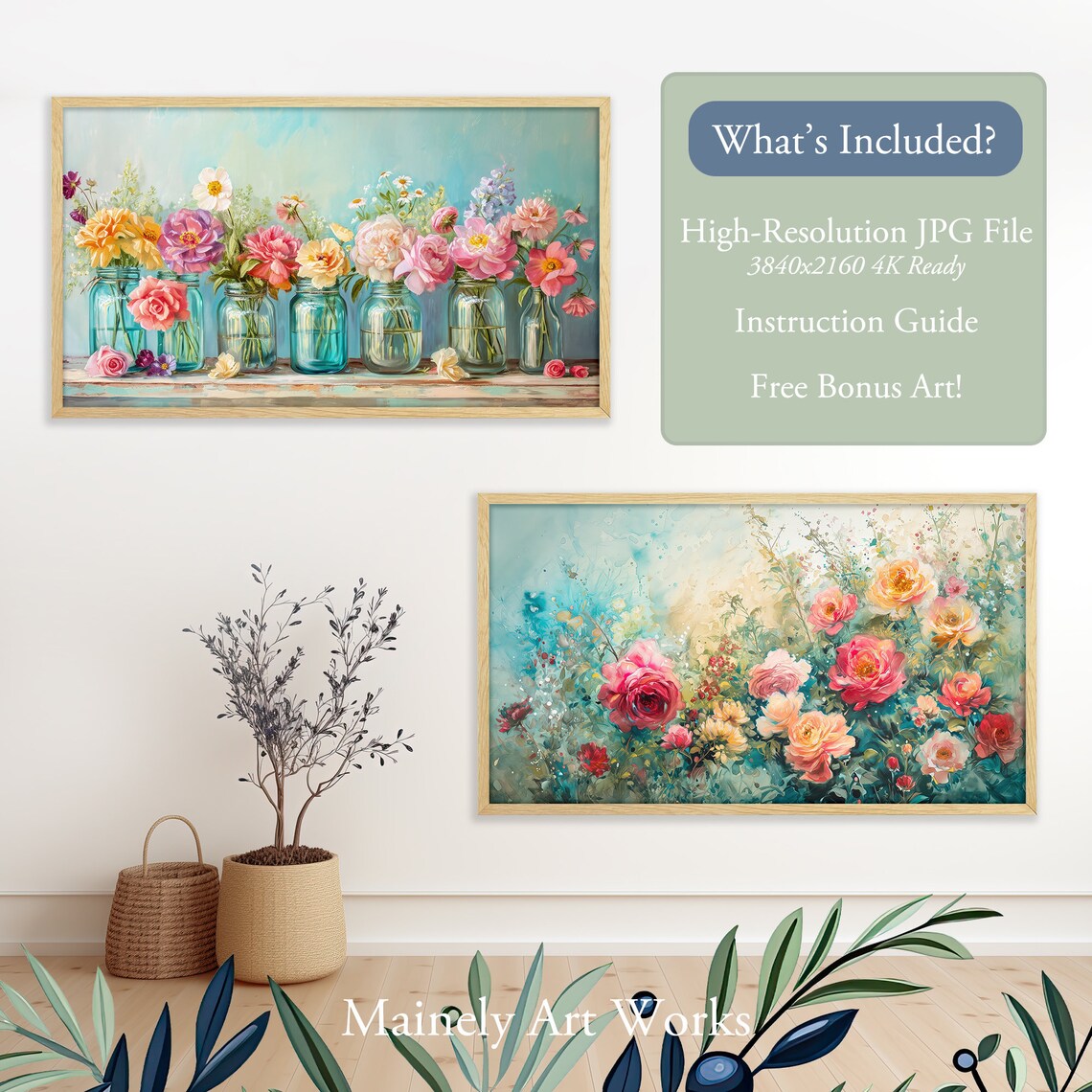 Spring Flowers Art Print, Peonies and Roses - Image 2