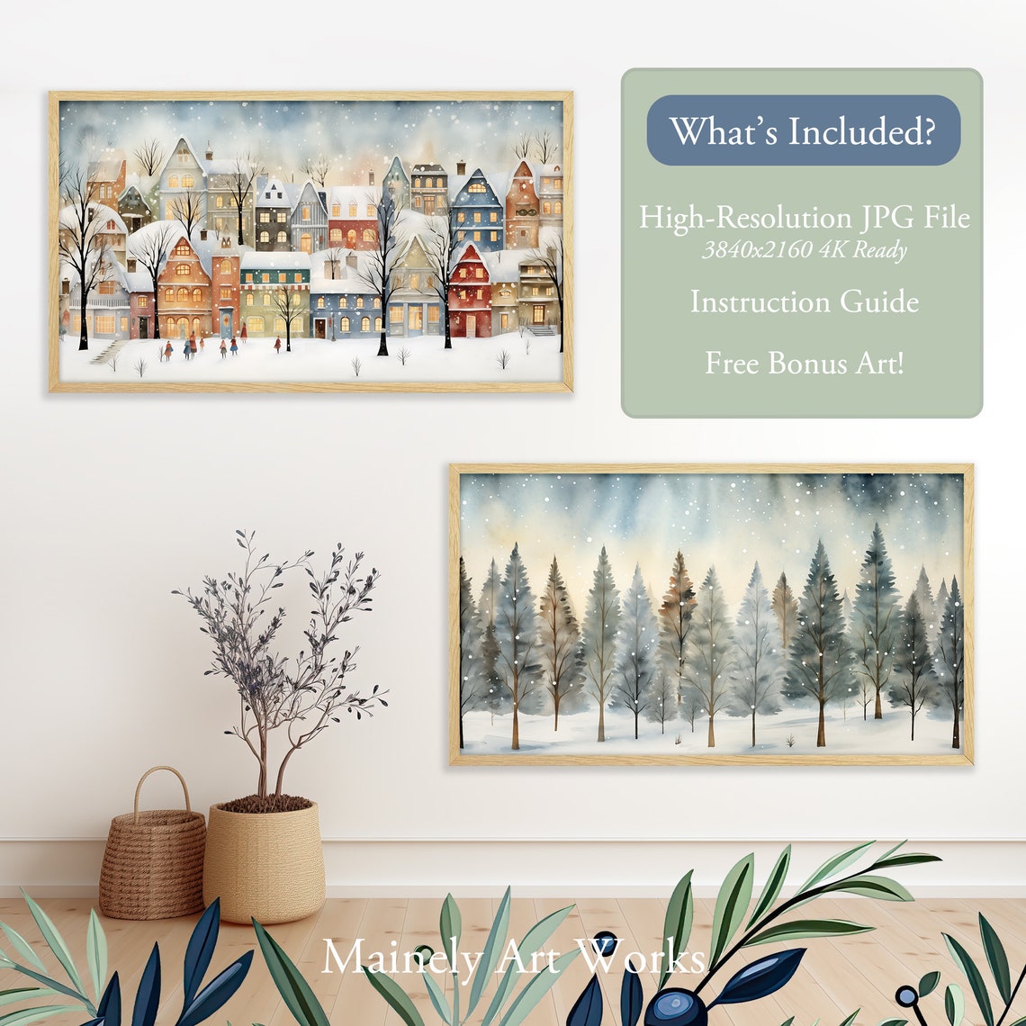 Winter Village Frame Tv Art Christmas Village Charles Dickens Style Art Tv Art Department 56 Style Houses Art Country Houses Tv - Image 3