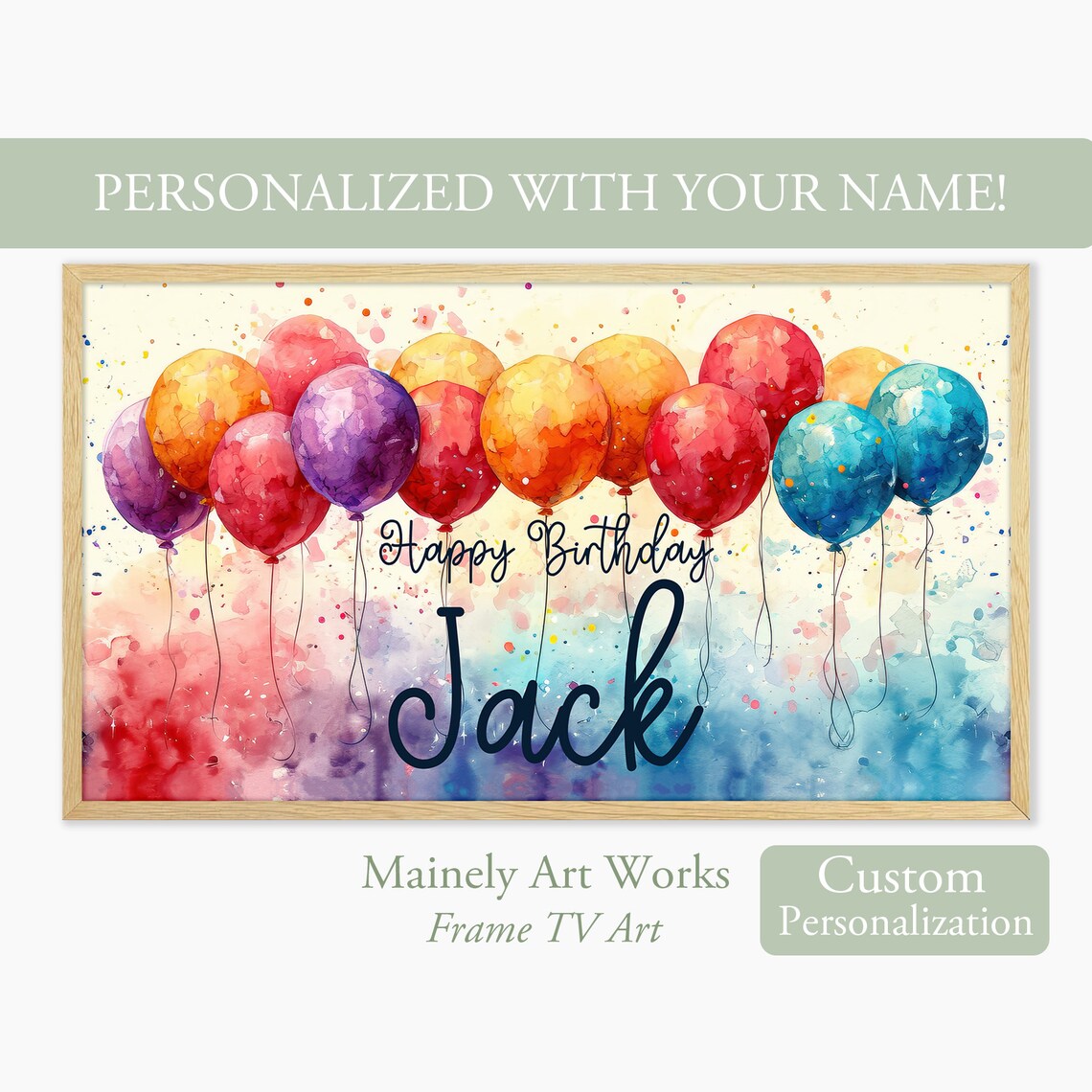 Personalized Happy Birthday Party Decor Art Print