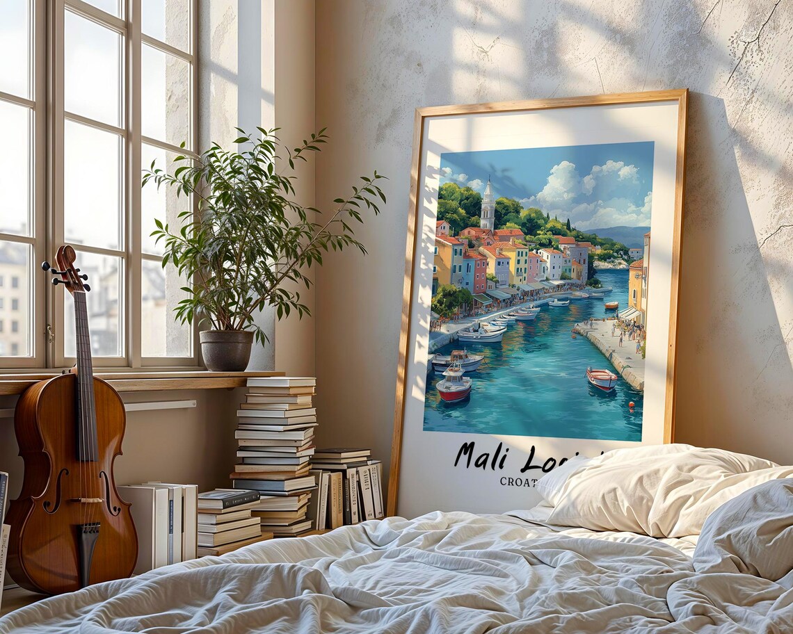 Mali Losinj Croatia Harbor Boats Waterfront Street Travel Poster - Image 3