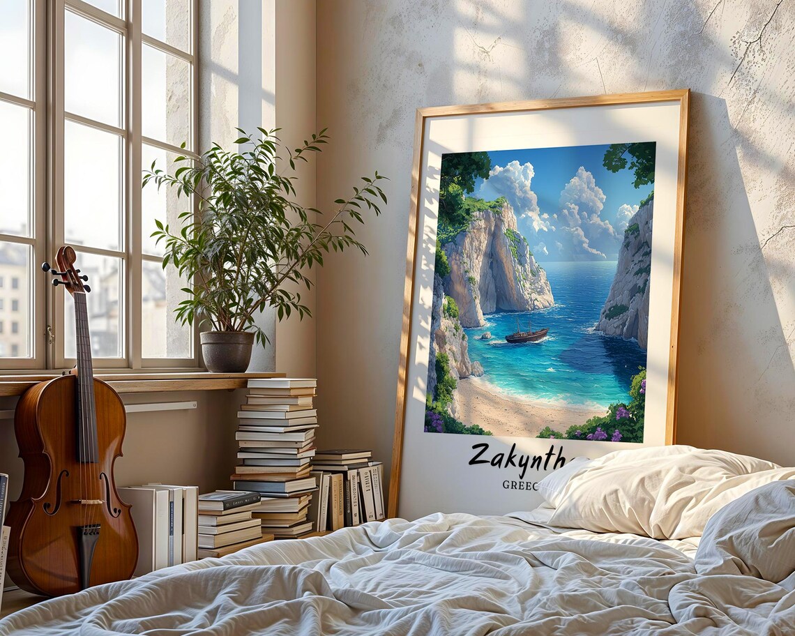 Zakynthos Greece Travel Poster, Minimalist Europe - Image 3