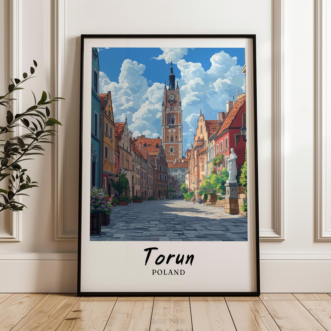 Torun Travel Poster, Poland Wedding Gift