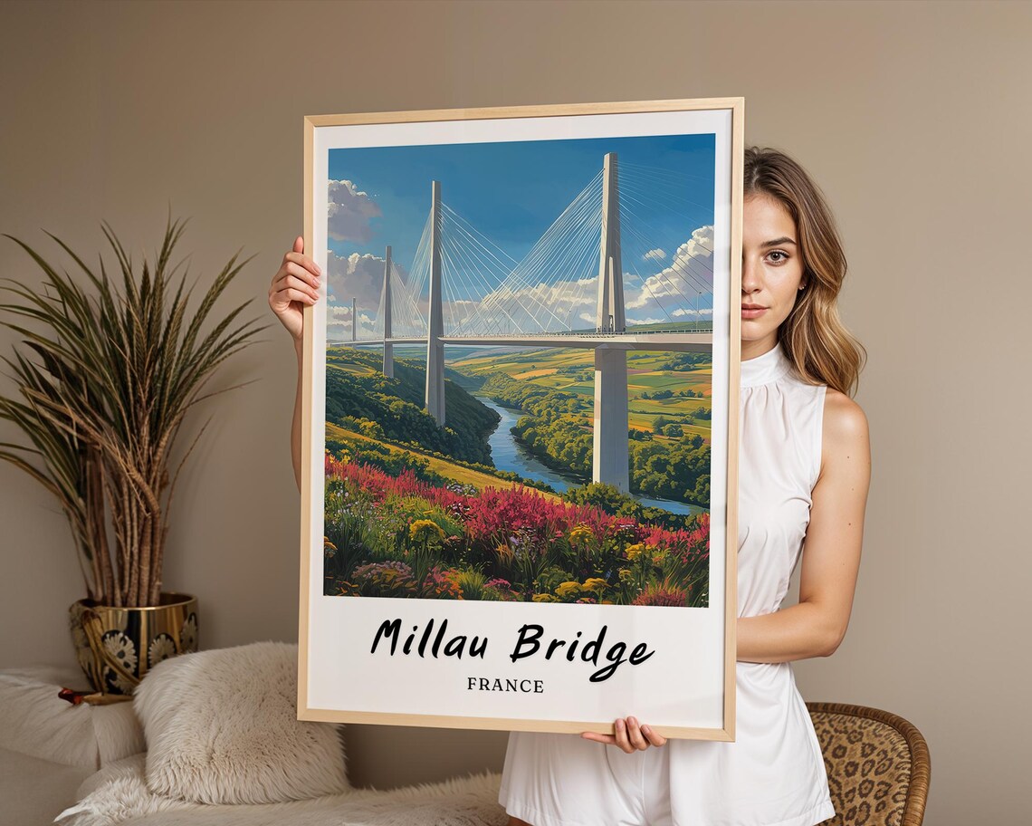 Millau Bridge France Travel Poster, Minimalist - Image 2