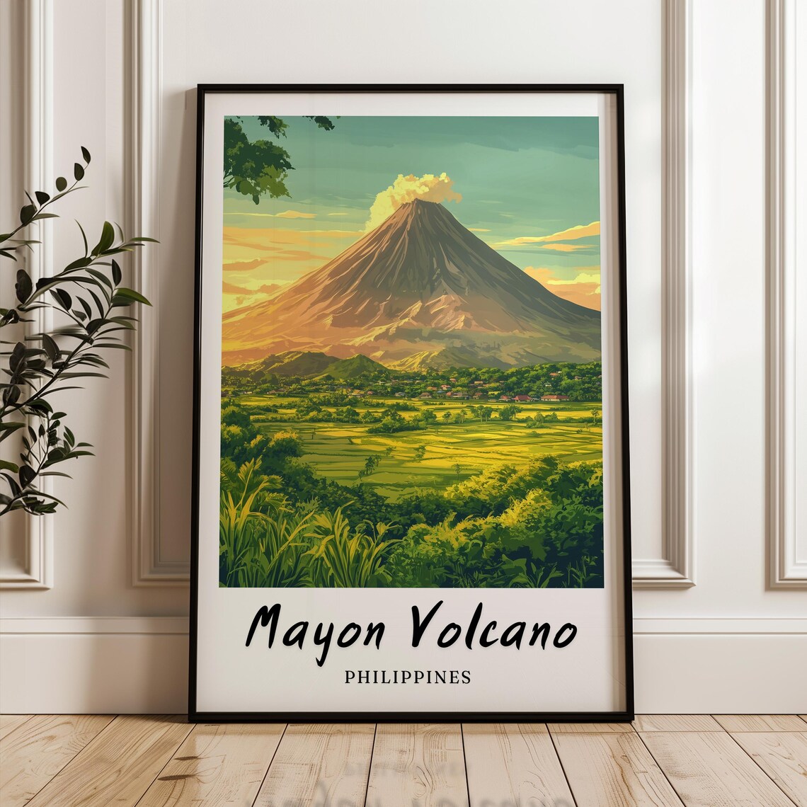 Mayon Volcano Philippines Minimalist Travel Poster
