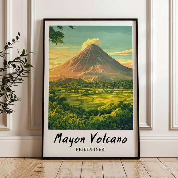 Mayon Volcano Philippines Minimalist Travel Poster