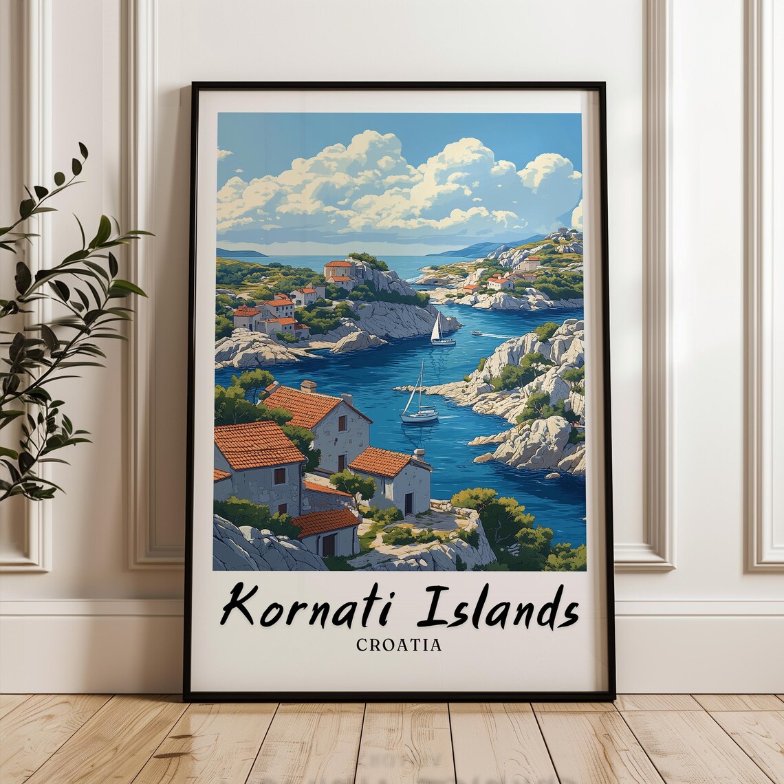Kornati Islands Croatia Rocky Islets Sailboats Travel Poster
