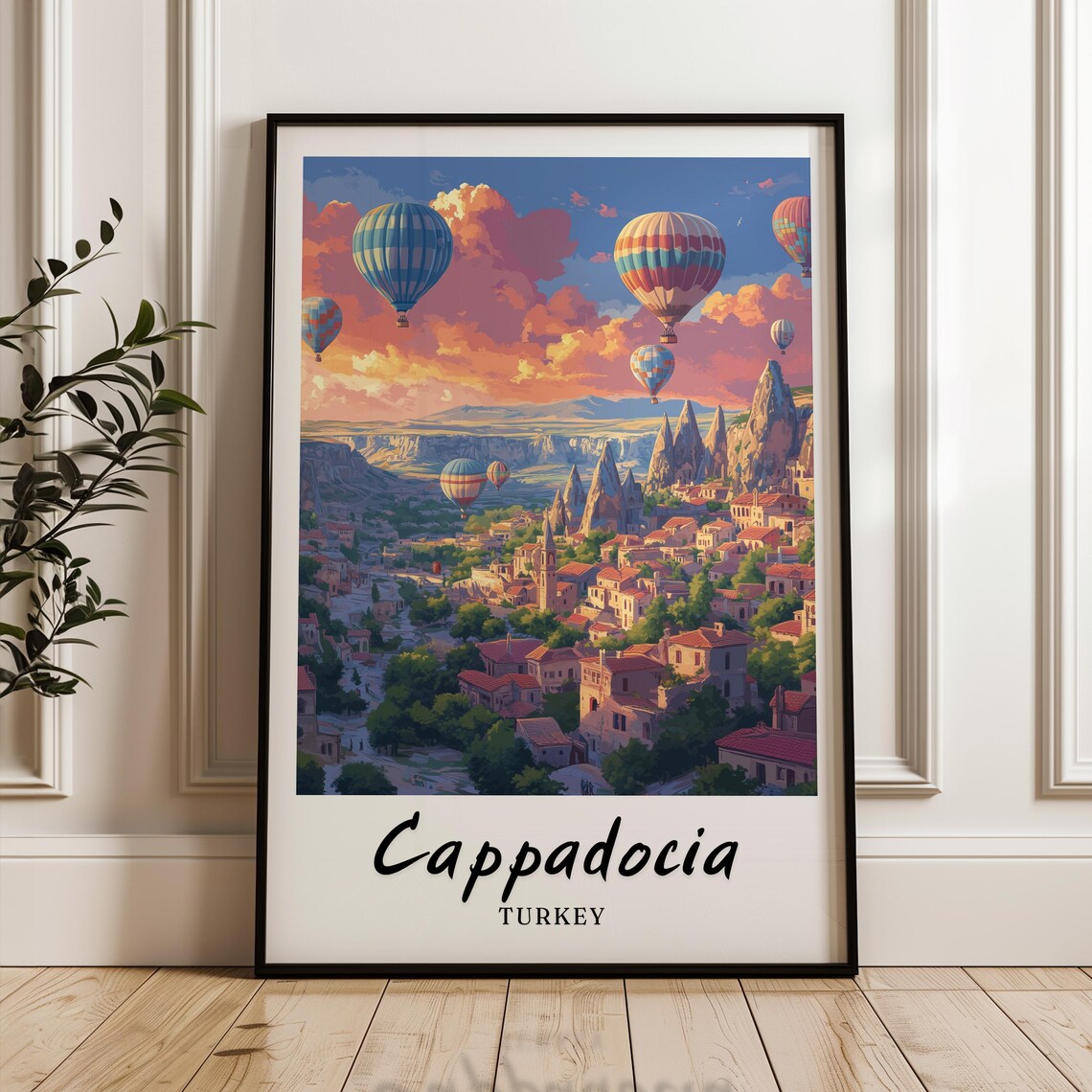 Cappadocia Turkey Travel Poster, Minimalist