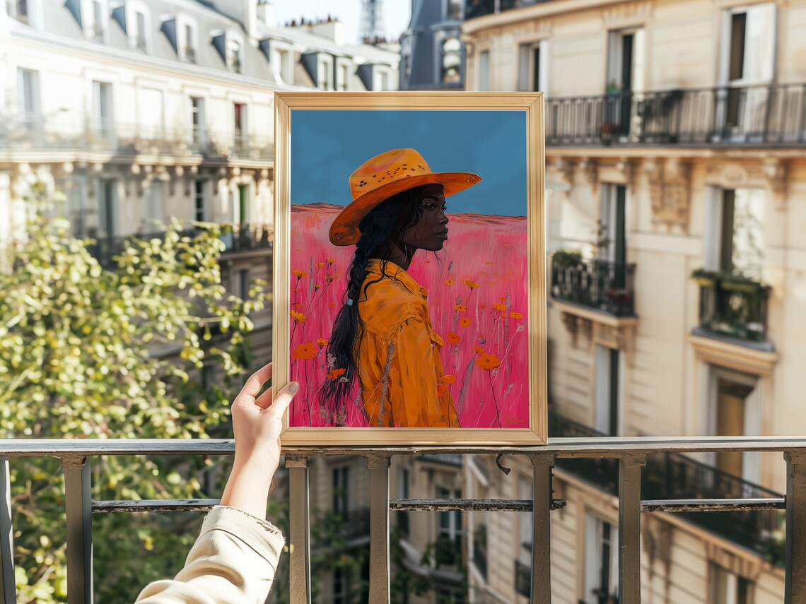 Black Girl Cowgirl Retro Western Wall Art Print - Image 2