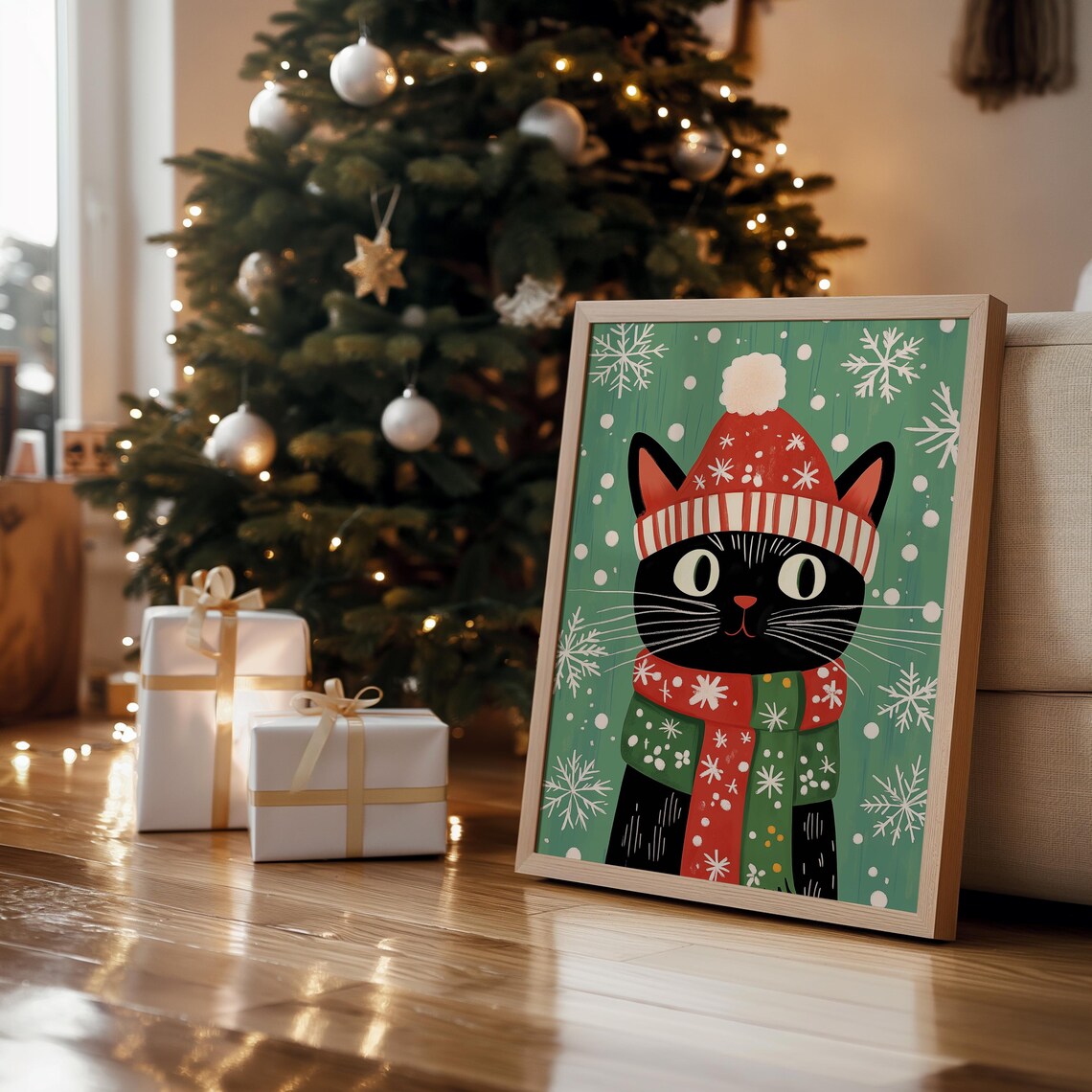 Cat Christmas - Traditional Travel Poster - Image 4