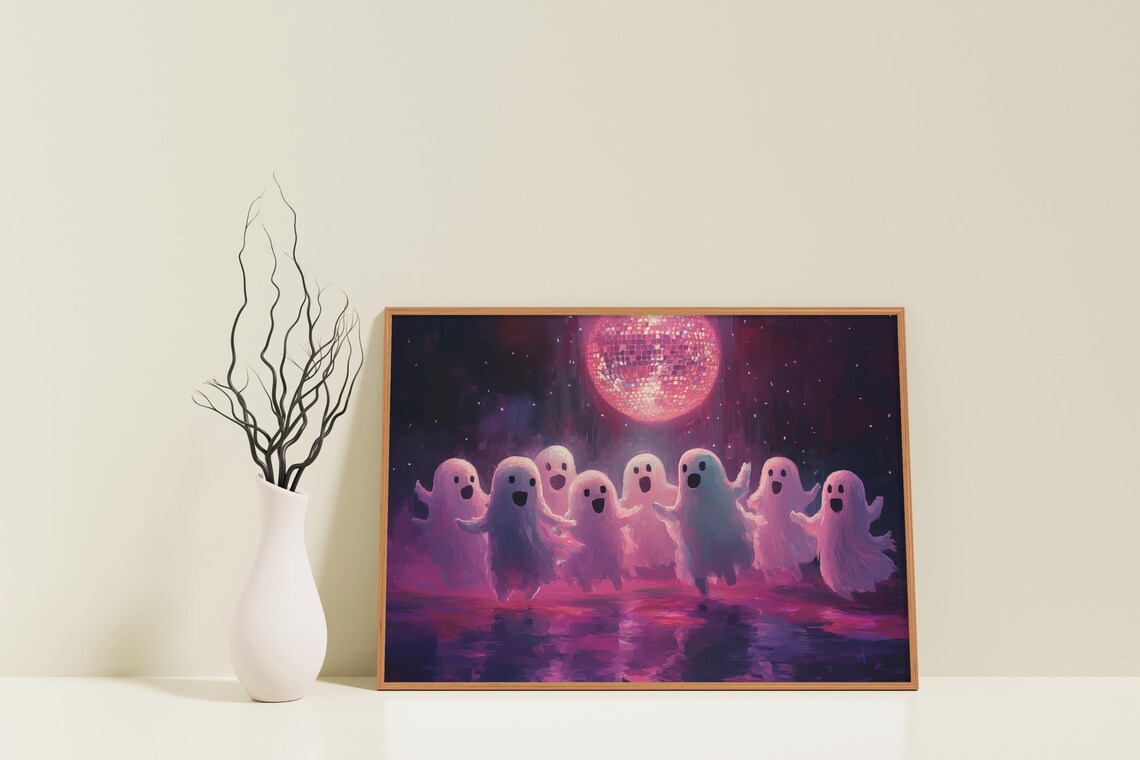 Ghosts Poster, Disco Ball Halloween Decor - Image 3