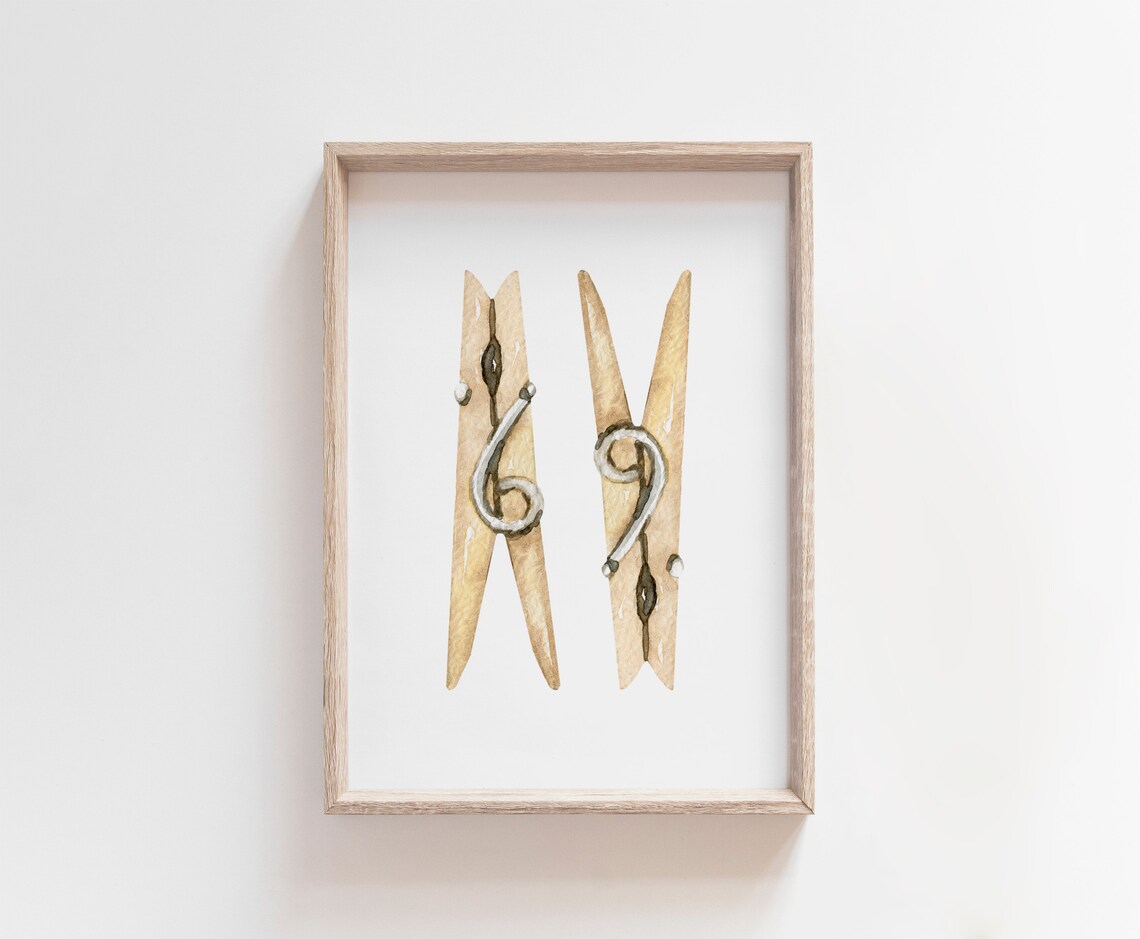 Watercolor Clothespins Laundry Room Farmhouse Decor Art Poster - Image 3