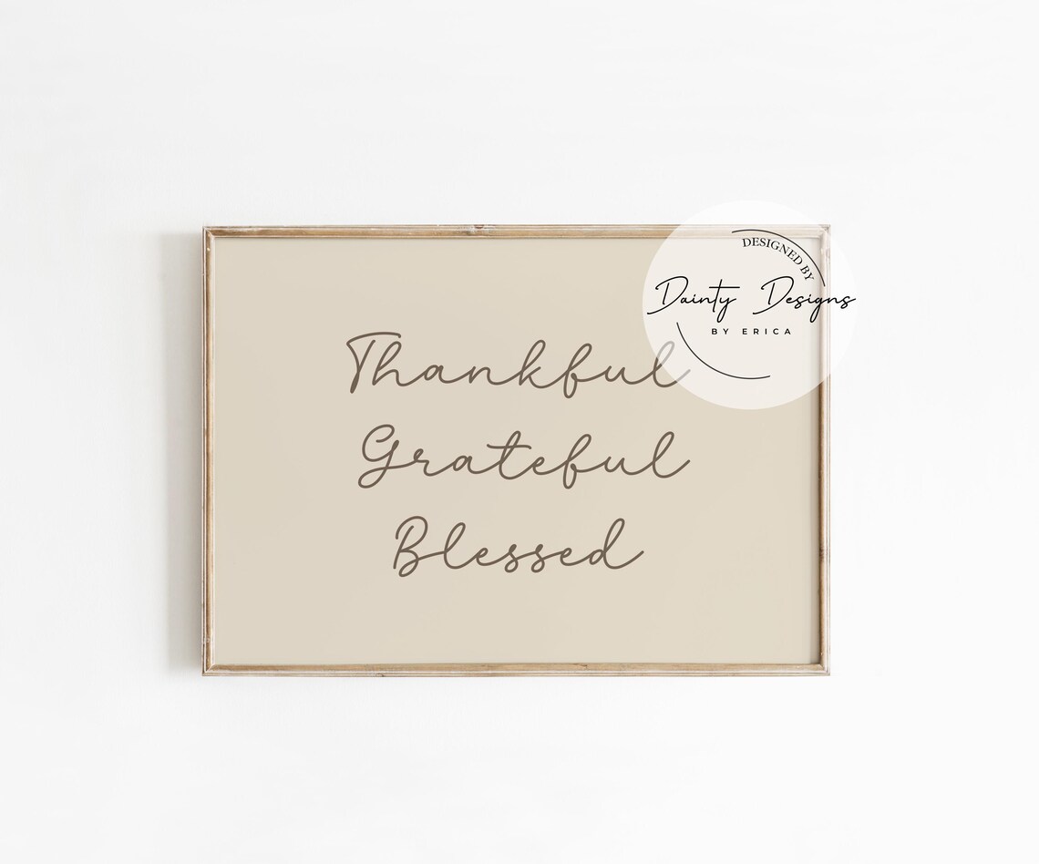 Thankful Grateful Blessed - Minimalist Autumn Art Print - Image 3