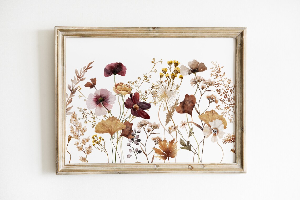 Autumn Wildflowers Watercolor Fall Botanical Floral Bouquet Poster - Image 2