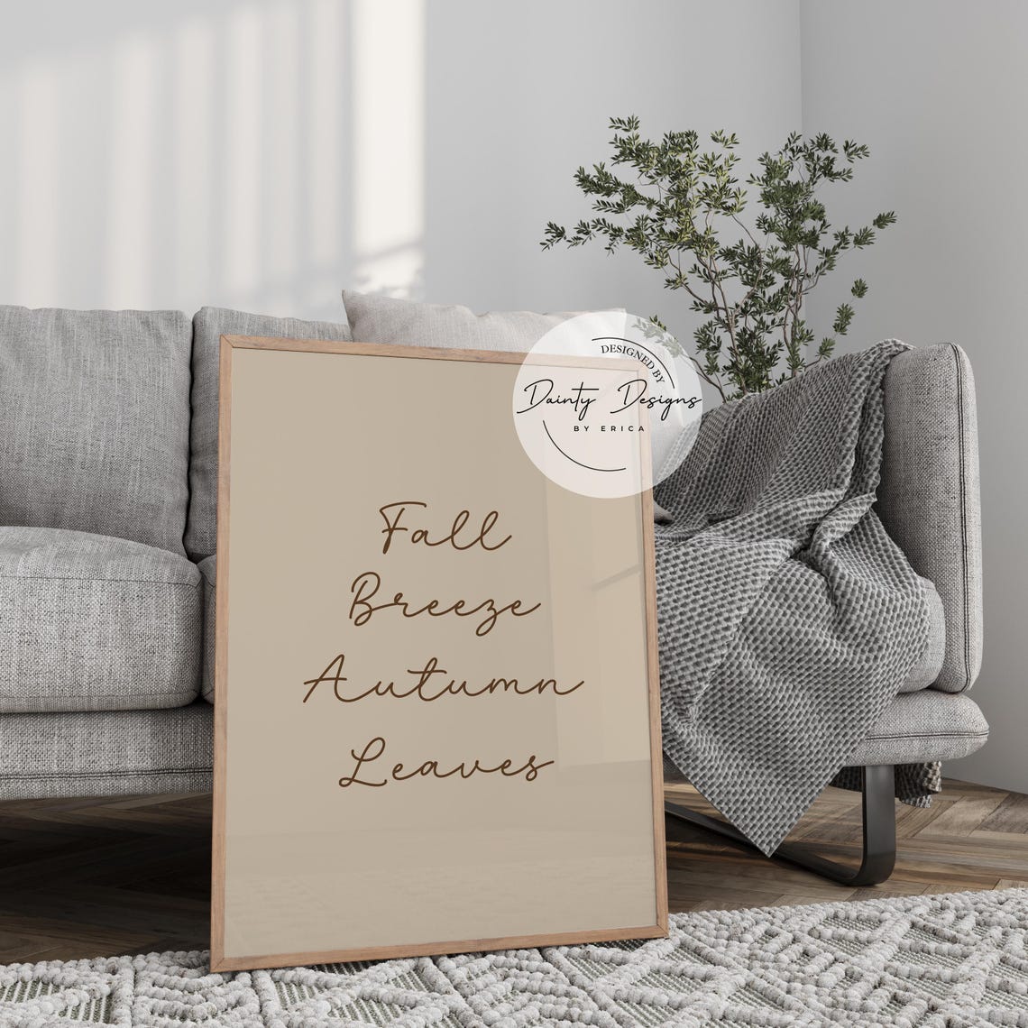 Fall Breeze Autumn Leaves Sign Neutral Beige Fall Decor Poster - Image 2