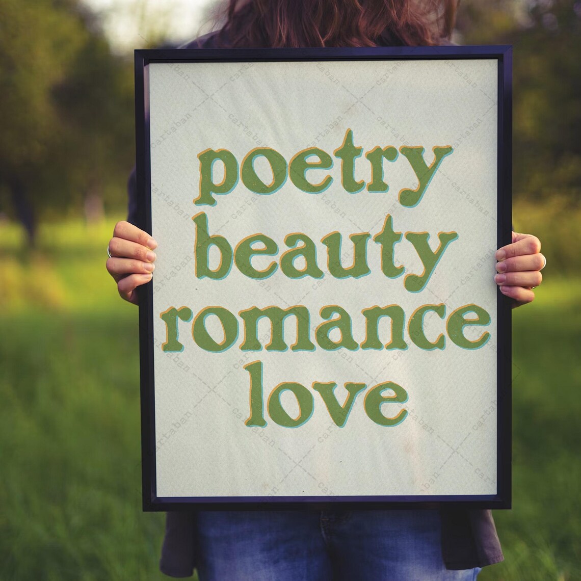 Poetry Beauty Romance Love Dead Poets Society Green Retro Quote Poster - Image 4