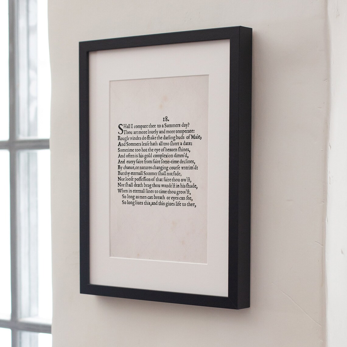 William Shakespeare Sonnet 18 Shall I Compare Thee Original Text Poster - Image 3