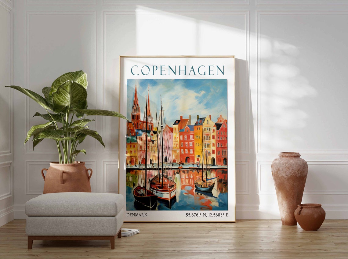 Copenhagen Travel Print Copenhagen Travel Poster Denmark Wall Art Scandinavian Travel Decor Copenhagen Travel Gift Vintage Travel Decor - Image 2