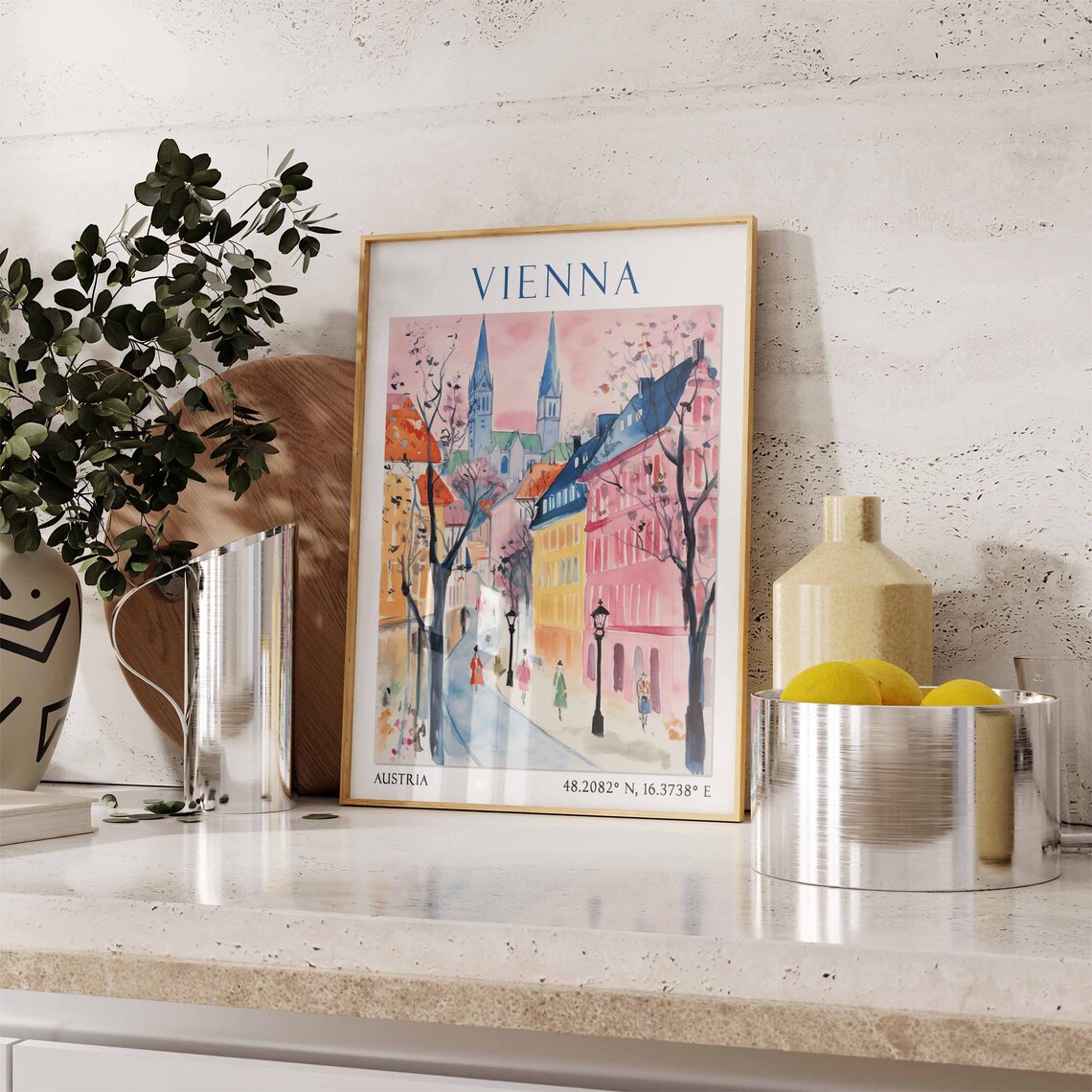 Vienna Travel Print Vienna Travel Poster Austria Wall Art Austrian Travel Decor Vienna Travel Gift Vienna Art Print Vintage Wall Art - Image 3