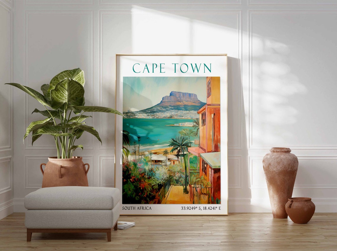 Cape Town Travel Print Cape Town Travel Poster South Africa Wall Art Table Mountain Art Vintage Cape Town Poster Vintage Travel Decor - Image 2