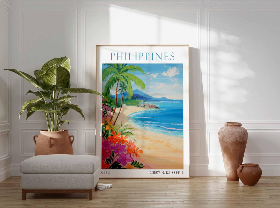 Philippines Travel Print Philippines Travel Poster Filipino Landscape Print Southeast Asian Travel Decor Travel Gift Vintage Travel Art - Image 2