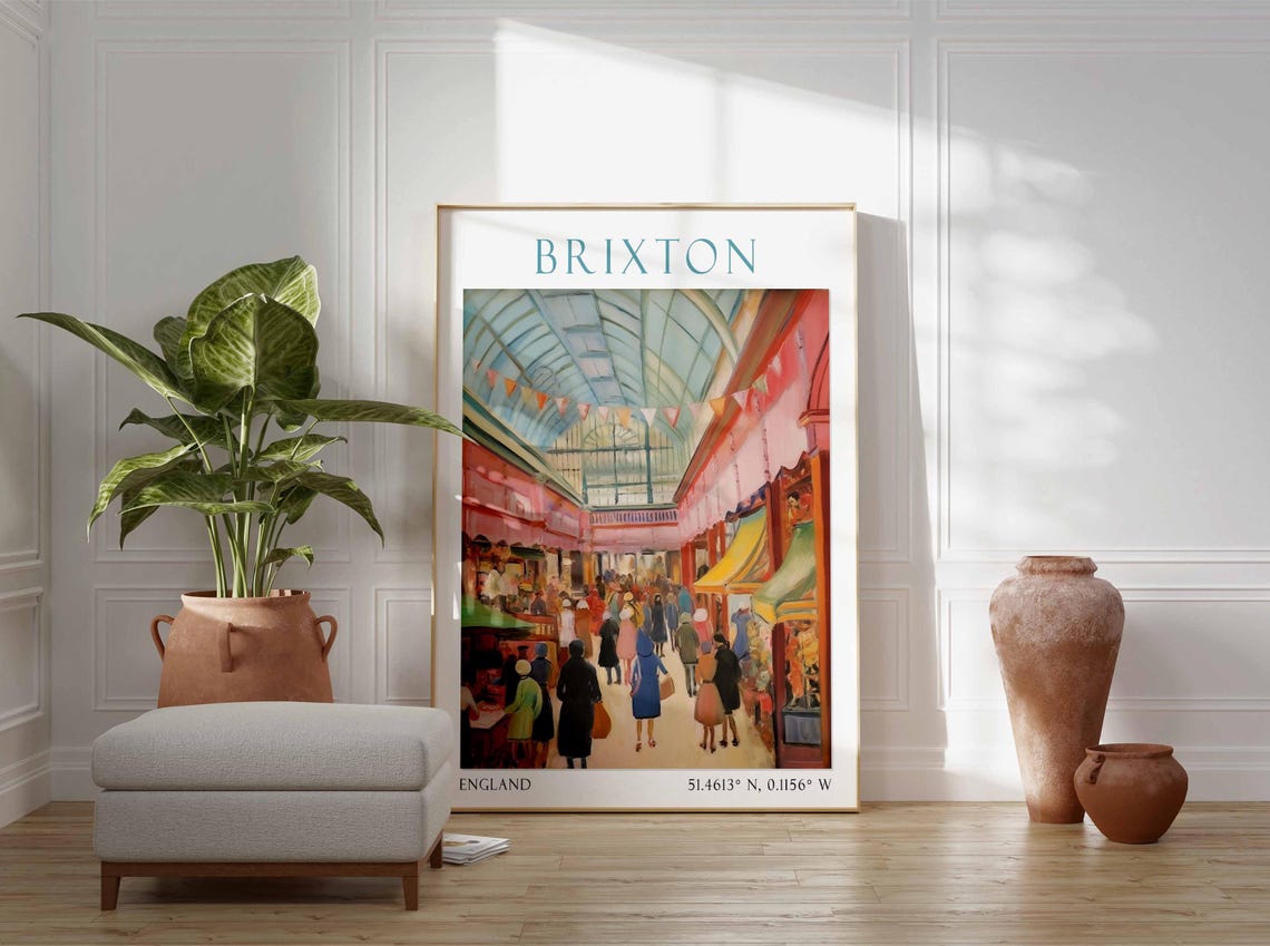 Brixton Market Poster London Print London Art London Poster London Travel Print Brixton Market Print Retro London Art - Image 3